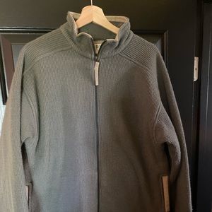 ORVIS OLIVE GREEN ZIP UP CARDIGAN NENS LARGE